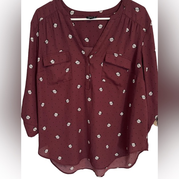 Torrid Harper Georgette Pullover 3/4 Sleeve Tunic Flowy Pug Print Design sz1 - Picture 12 of 12